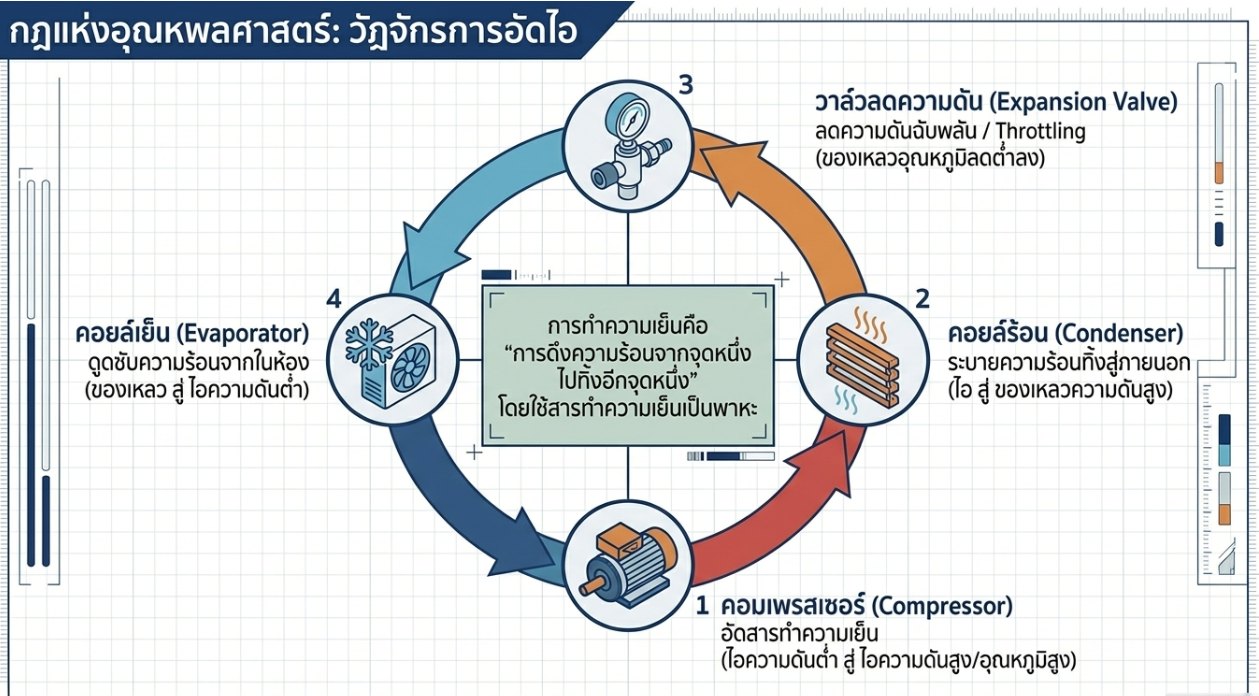 ทำความเข้าใจวัฏจักรการอัดไอของระบบเครื่องปรับอากาศ