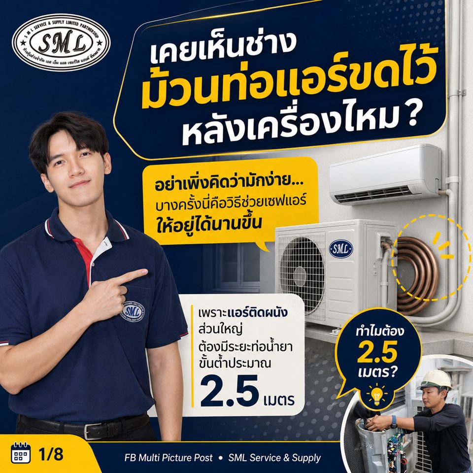 เคยเห็นช่างม้วนท่อแอร์ขดไว้หลังเครื่องไหม? ภาพที่ 1